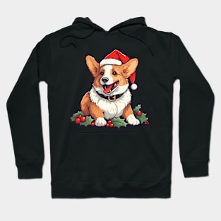 Happy Corgi Christmas Holly Hoodie